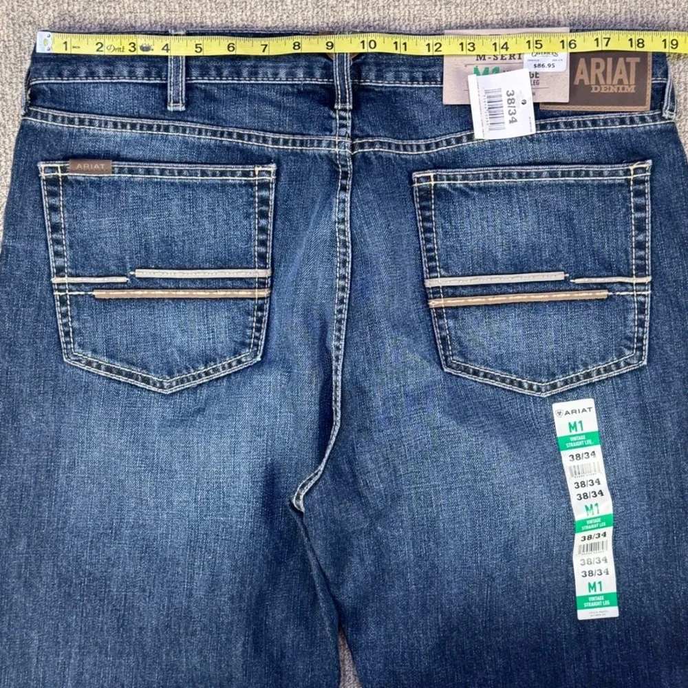 Ariat‎ M1 Vintage Straight Leg Jeans Mens 38x34 Dark Wash Western Denim NWT